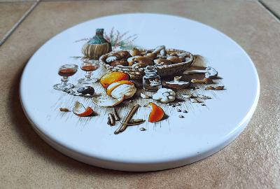 Cache plaque électrique déco champignons plaque émaillée vintage