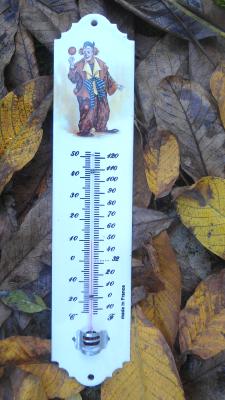 Thermomètre extérieur émaillé décoratif clown 30 cm: thermomètre émail idéal au jardin