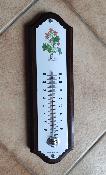 Thermomètre plaque émaillée sur bois motif fleur plante 33 cm: le top Arémail Emalia