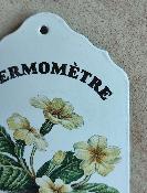 Thermomètre émaillé bouquet de primevères, thermomètre émail 35 cm