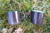 Mug émaillé chocolat: lot de 2 mugs émaillés déco vintage