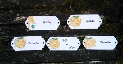 Plaques de porte émaillées déco anges angelots série de 5