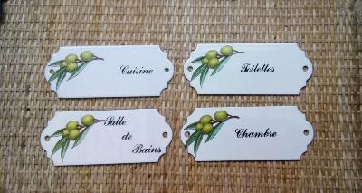 Plaques de porte émaillées olives vertes made in France émail et cetera