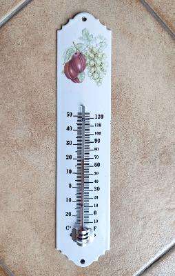 Thermomètre extérieur émaillé Fruits bouquet: thermomètre émail idéal au jardin 30 cm
