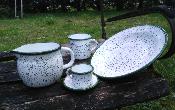 Set de vaisselle maille mouchet vert dco mail cration Armail Emalia