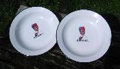 2 assiettes émaillées jaunes Banania vaisselle émaillée vintage