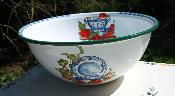 Grand saladier maill motif cuisine frise dcorative carreaux bleus 27 cm