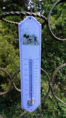 Thermomètre extérieur émaillé chien de chasse Arémail Emalia 30 cm