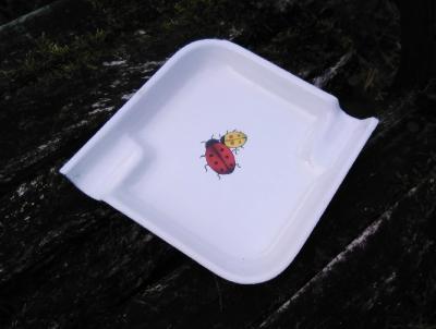 Cendrier émaillé déco coccinelle lavable machine pratique et sain