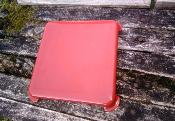 Dessous de plat émaillé uni rouge, accessoire déco cuisine modèle années 60
