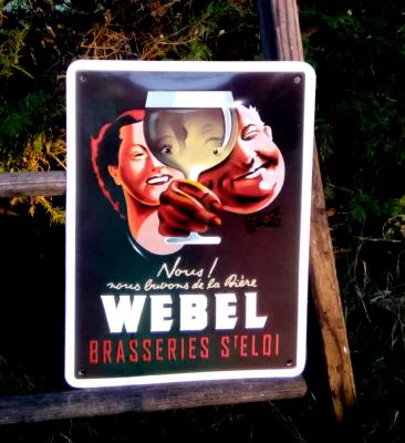 Grande plaque émaillée Bière Webel qualité française numérotée