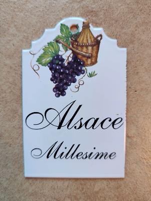 Plaque émaillée cave Raisin Vin Alsace, une plaque émail de qualité made in France 