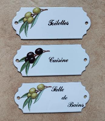 Plaques de porte émaillées olives vertes made in France émail et cetera