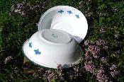Plat émaillé fleurs bleues, 2 saladiers 26 cm vaisselle émaillée