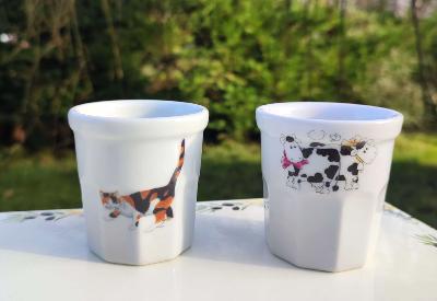 Petits pots à confiture porcelaine blanche émaillée animaux déco made in France