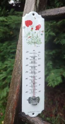 Thermomètre émaillé motif fleur coquelicot thermomètre extérieur décoratif 