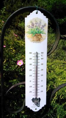 Thermomètre émaillé jardin sauge: thermomètre émail extérieur 30 cm