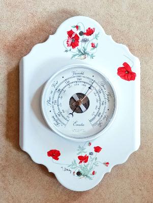 Baromètre plaque émaillée motif fleur coquelicot 100% made in France mouvement Barostar