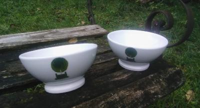 lot de 2 bols porcelaine émaillée Jardin Arémail Emalia: déjeuner au jardin