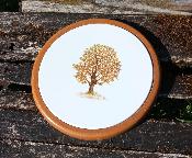 Dessous de plat émaillé arbre d'automne support bois