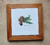 Dessous de plat émaillé feuilles fruit châtaignier accessoire déco cuisine