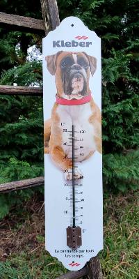 Grand thermomètre publicitaire Kleber pneus alu laqué made in France