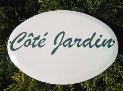 Grande plaque émaillée côté Jardin plaque de porte émaillée signalétique