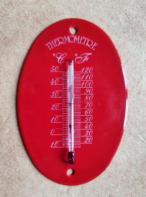 Thermomètre émaillé rouge, thermomètre décoratif émail lumineux de marque