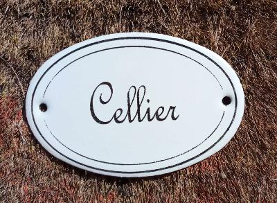 Plaque émaillée Cellier, plaque de porte déco vintage ovale