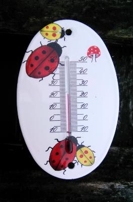 Thermomètre émaillé ovale coccinelle thermomètre extérieur décoratif 