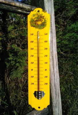 Thermomètre émaillé jaune animaux déco lapin 25 cm Arémail Emalia