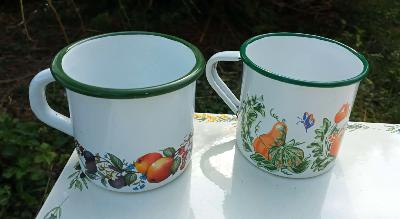 Mug émaillé lot 2 tasses émaillées différentes déco cuisine