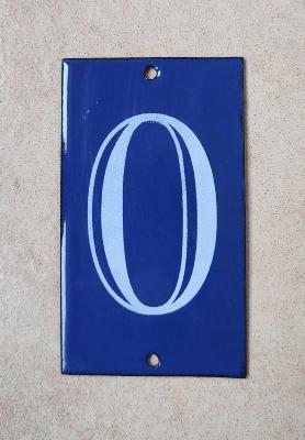 Petite plaque émaillée numéro de maison N° 0 bleu émail et cetera