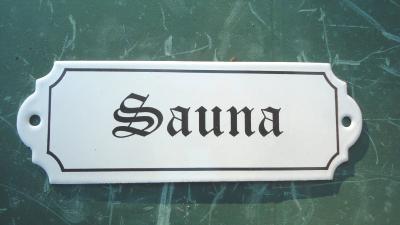 Plaque de porte Vintage émaillée Sauna, authentique émail blanc