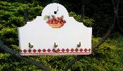 Accroche-torchon maill Cerises frise dco Vintage plaque mail