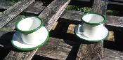 Tasse émaillée expresso émail vert pâle lot de 2 : vaisselle émaillée tendance