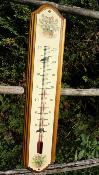 Thermomtre maill dcor Fleurs sur bois: bois massif & plaque maille dcore