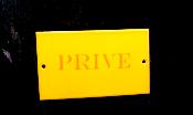 Plaque émaillée Privé, plaque de porte émail jaune à l'ancienne