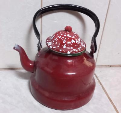 Bouilloire rouge émaillée vintage tous feux décorative 1 Litre