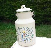 Pot à lait émaillé bidon à lait déco vintage oies 2 litres