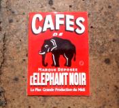 Magnet Café Eléphant Noir émaillé: plaque émail ancienne Pub