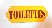 Plaque Toilettes émaillée Jaune orangé décorative made in France