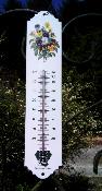 Thermomètre déco émaillé Fleurs Pensées: thermomètre extérieur intérieur 30 cm