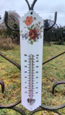 Thermomètre émaillé fleurs bouquet Arémail Emalia: thermomètre émail véritable 30 cm