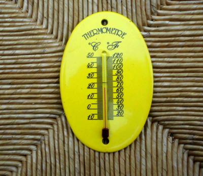 Thermomètre émaillé Jaune, thermomètre décoratif émail lumineux de marque