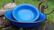 Saladier émaillé bleu vaisselle émaillée déco lot de 2 