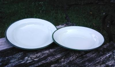 Assiette émaillée vert pâle vaisselle émaillée incassable exclusivité lot de 2