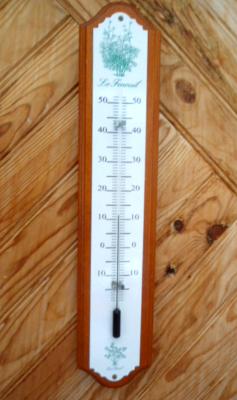 Thermomètre émaillé Fenouil Persil bois: plaque émaillée décorée bois massif