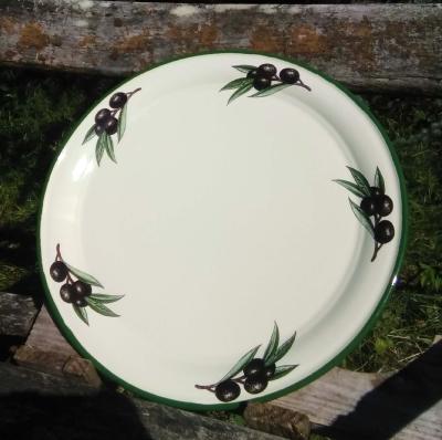 Plateau émaillé Plat service et four olives noires Provence déco 35 cm