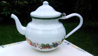 Théière émaillée déco bouquet de fruits 0,75L tous feux